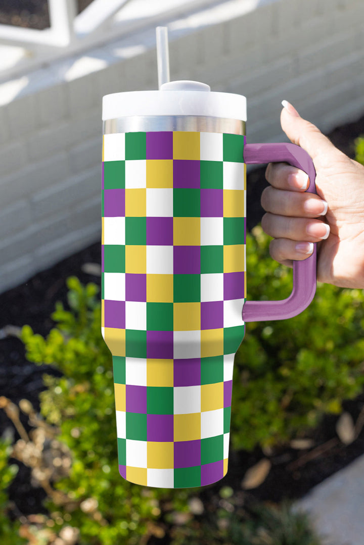 Grande tasse à vide avec poignée à imprimé à carreaux 40 oz