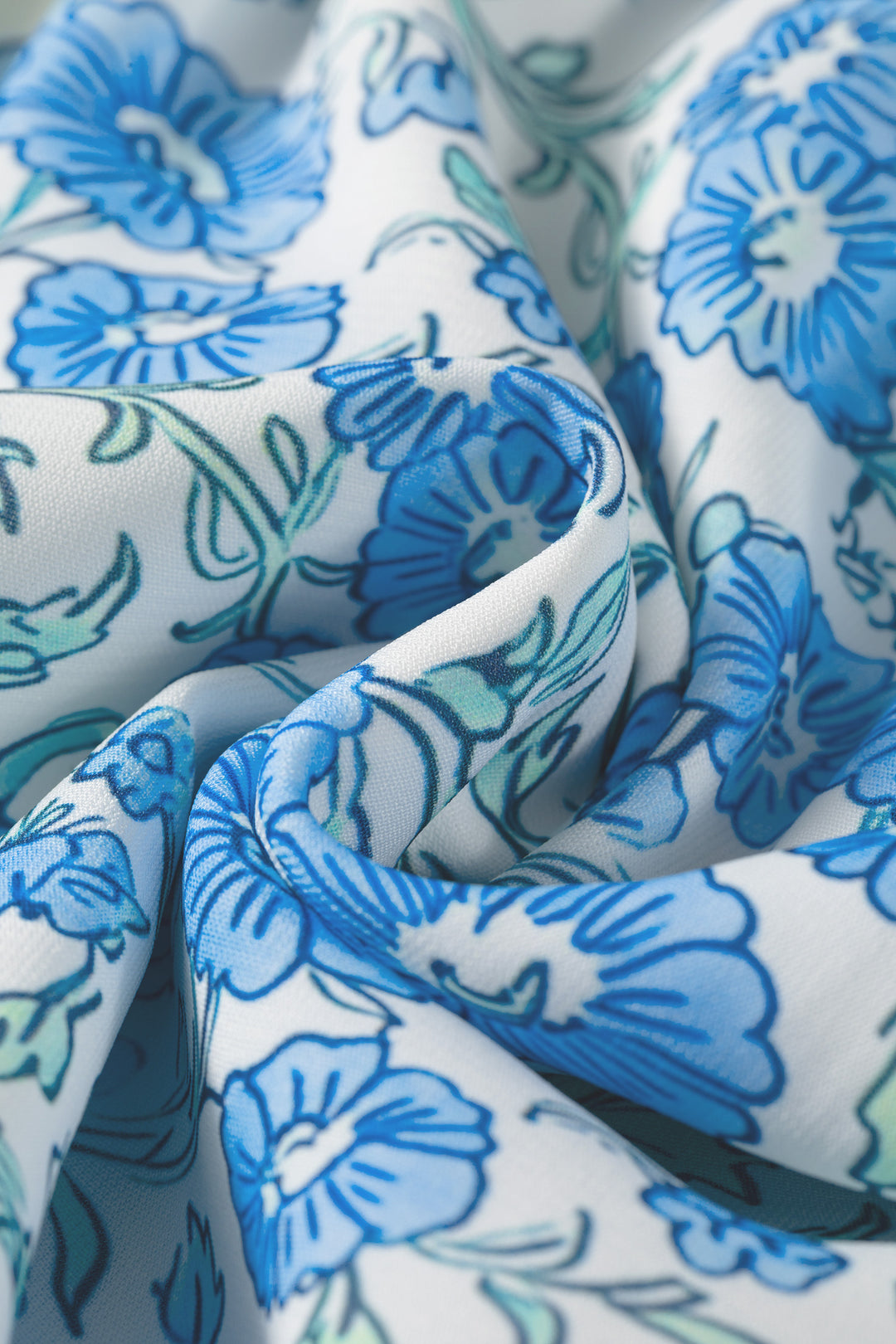 Sky Blue Summer Floral Striped Ruffle Hem Lace Tie Shorts