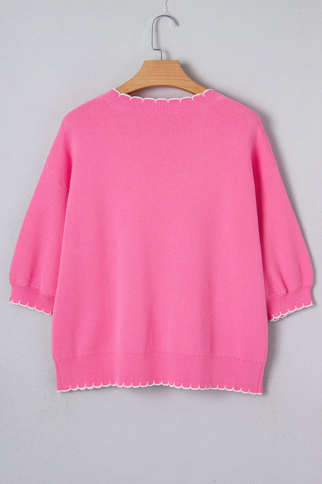 Big Ribbon Bow Print Contrast Stitch Trim Drop Shoulder Sweater