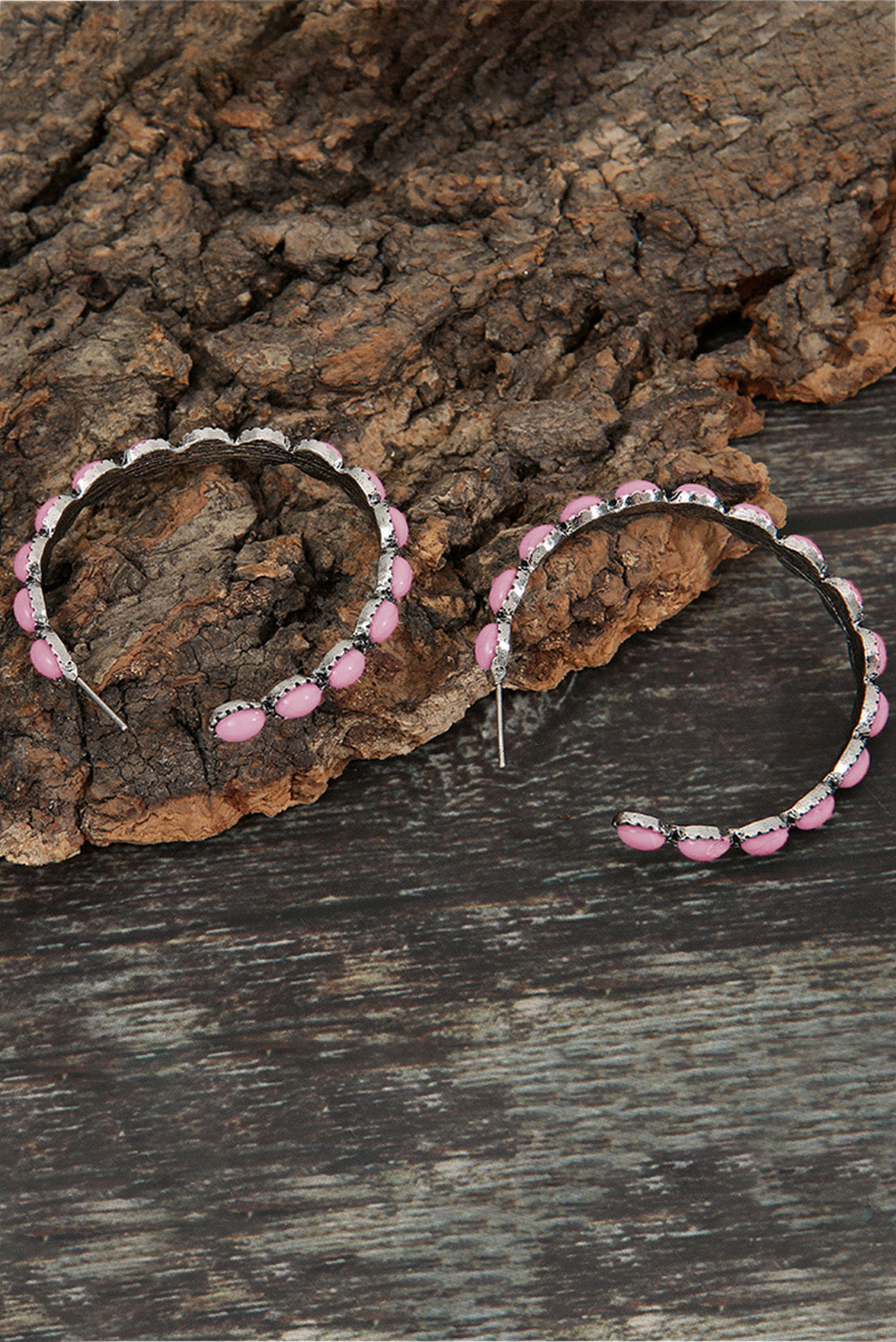 Boucles d'oreilles rétro en forme de C avec incrustation de pierres précieuses