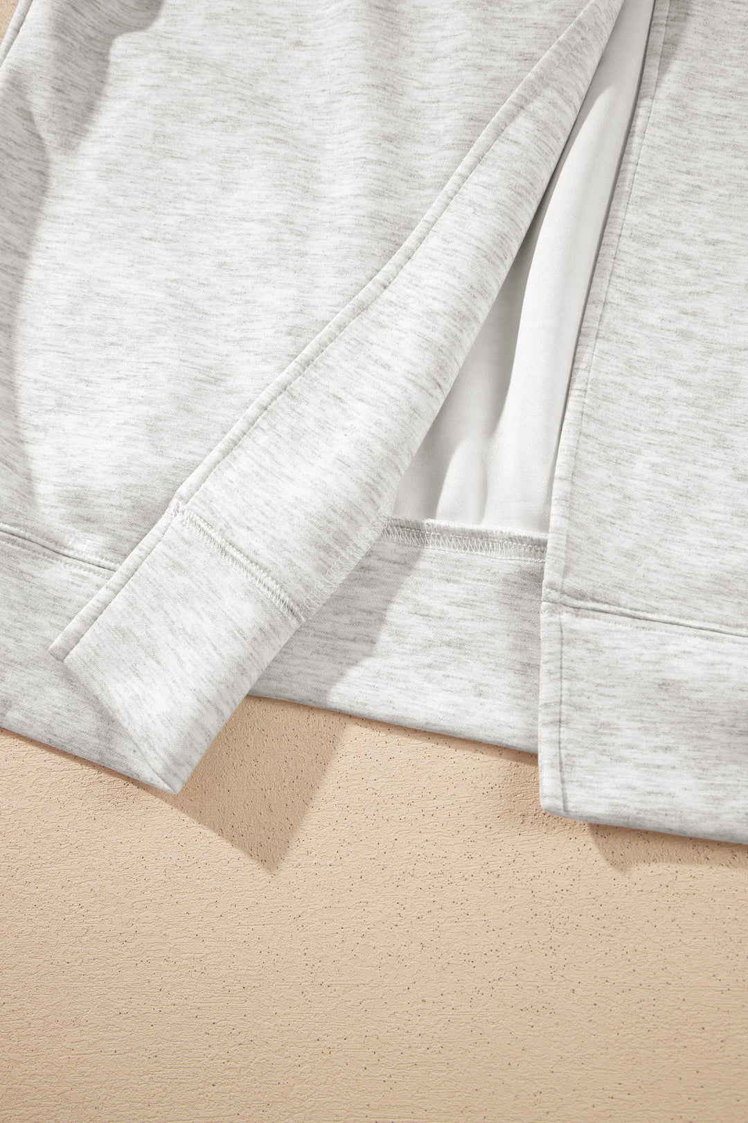 Light Grey Solid Color Jacket Style Open Front Sweatshirt