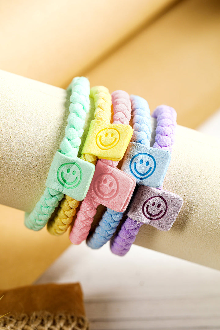 Lot de 5 élastiques à cheveux tressés avec languette Smile Face