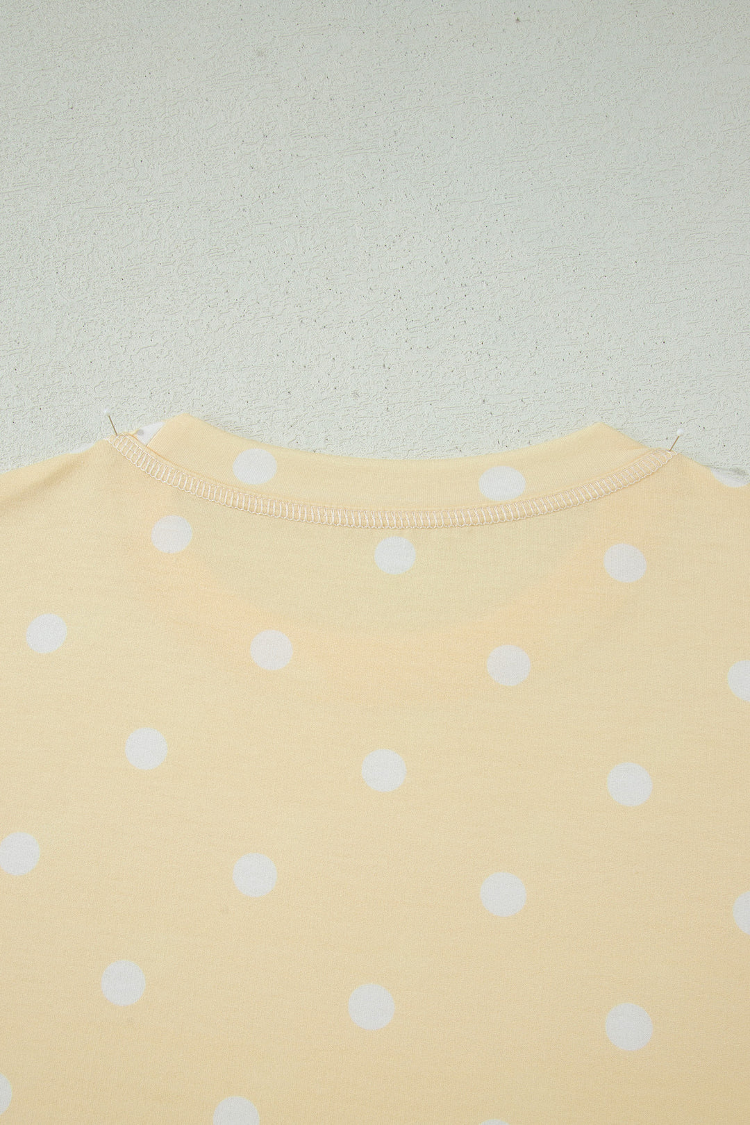 Yellow Polka Dot Short Sleeve Loose Top Drawstring Shorts Set