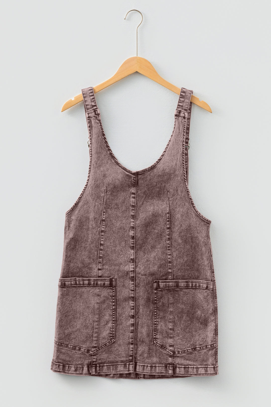 Goat Vintage Washed Denim V Neck Suspender Mini Dress