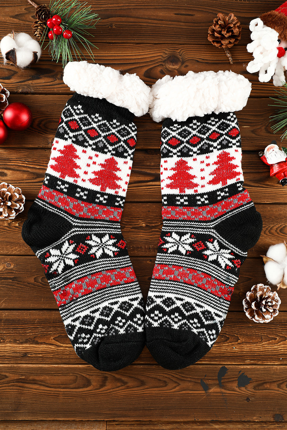 Thermosocken mit Weihnachtsbaummuster