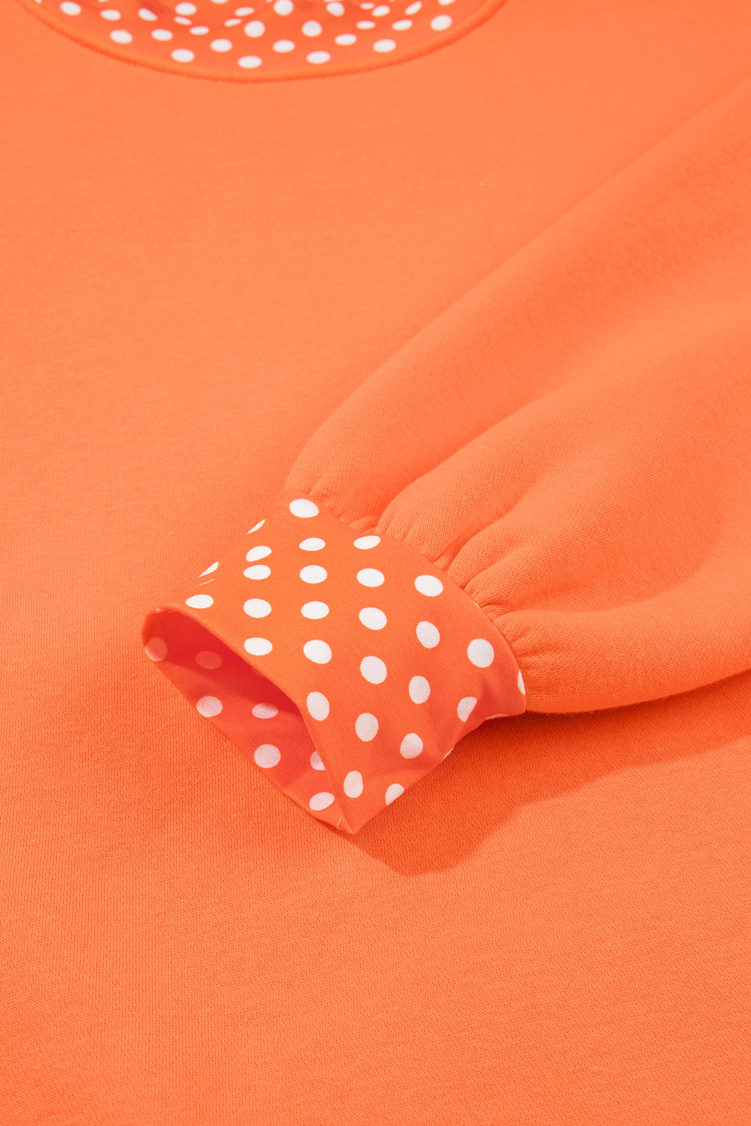 Orange Colorblock Polka Dot Contrast Trim Oversized Sweatshirt