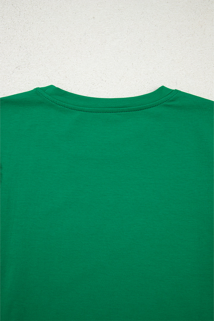 Dark Green Tulle Ruffle Sleeve Blouse