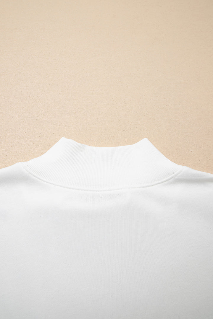 White Solid Color High Neck Cap Sleeve Loose Top