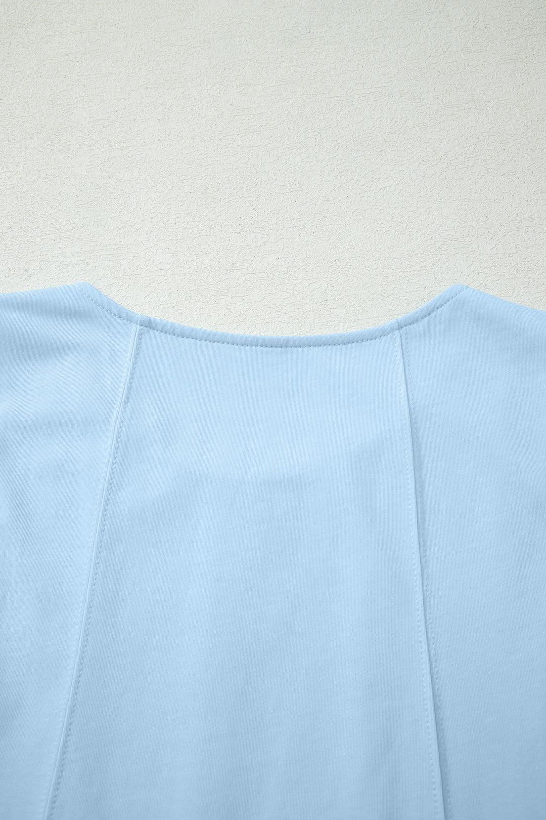 Mist Blue Stitched Detail Loose Tank Top 2pcs Short Set