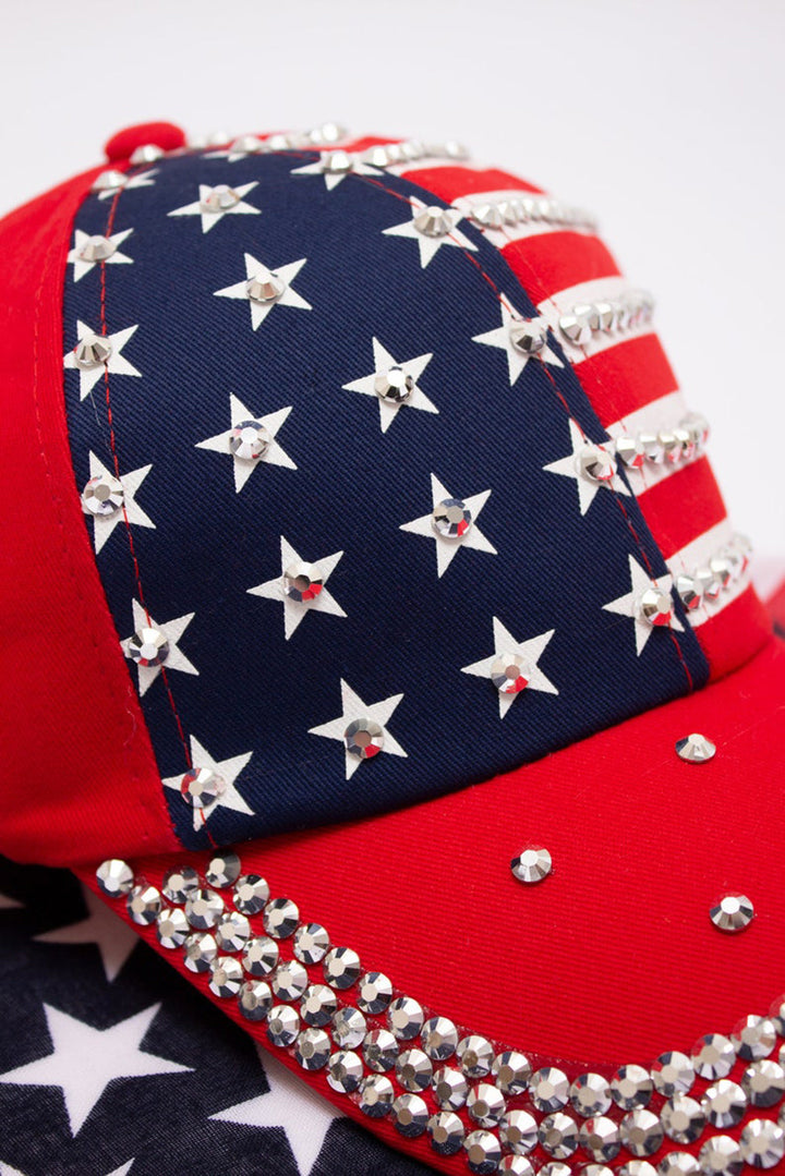 Baseballkappe mit amerikanischer Flagge und Strassdekor