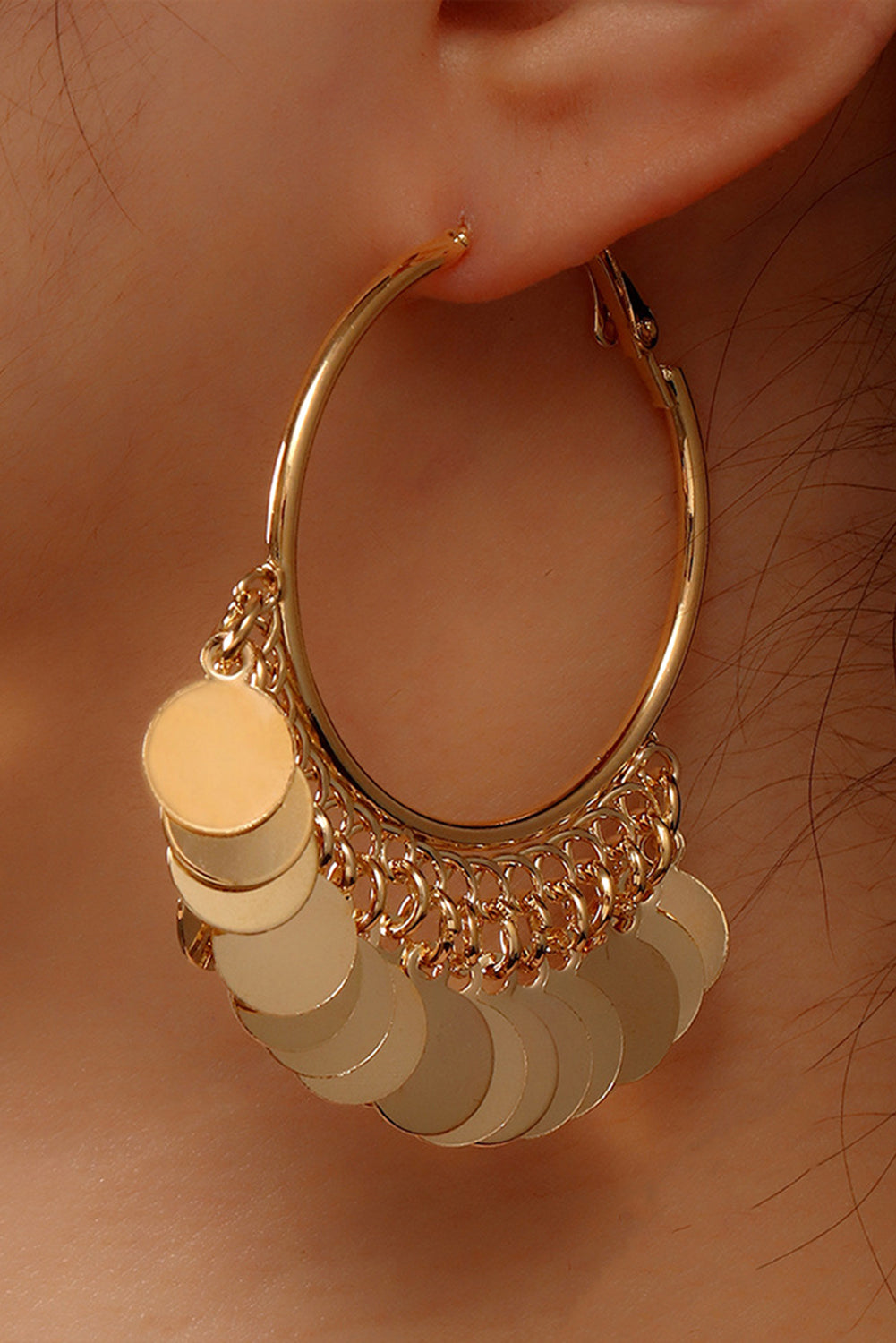 Boucles d'oreilles créoles à pampilles et disques