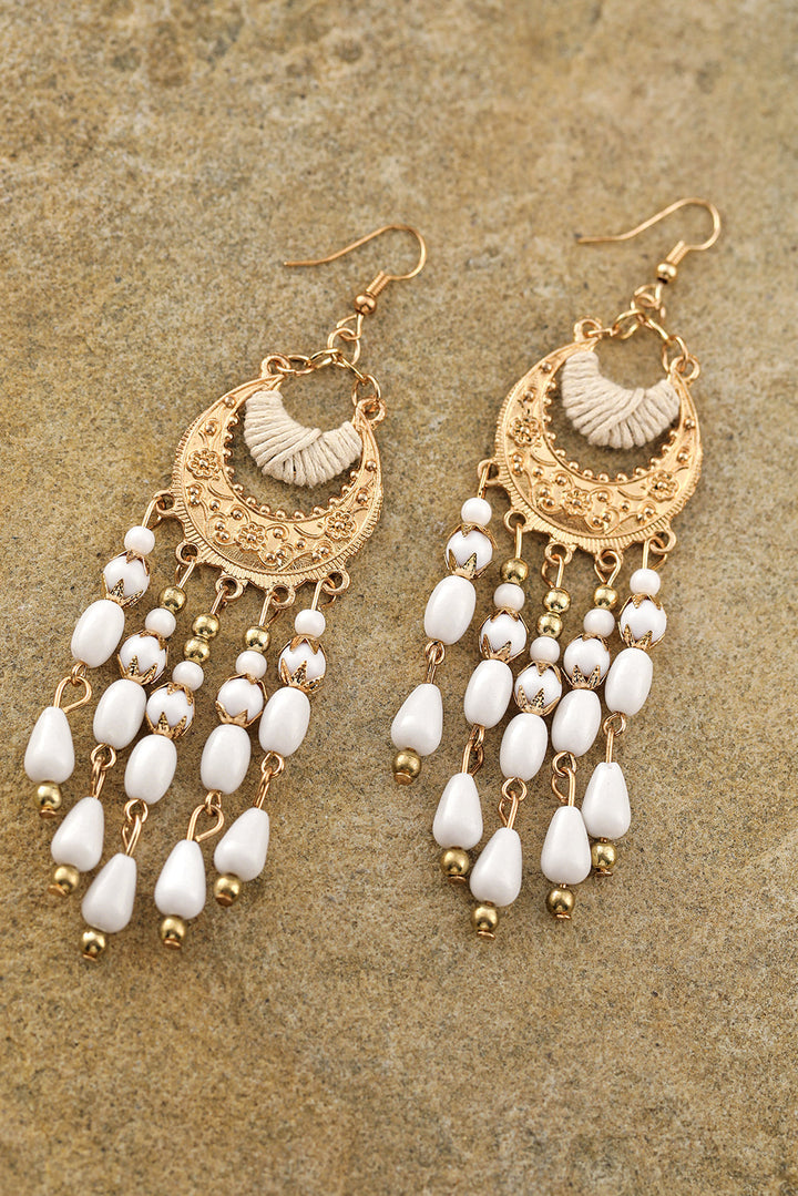 Boucles d'oreilles bohèmes à pampilles et perles en alliage