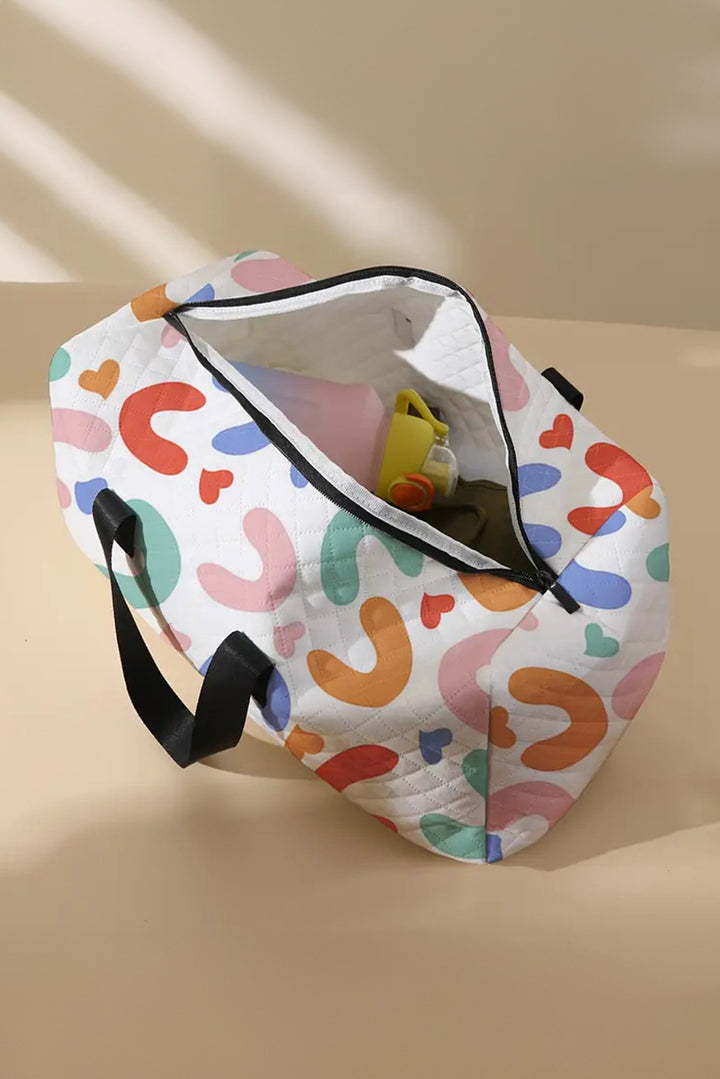 Grand sac de sport matelassé à fermeture éclair et imprimé en forme de cœur