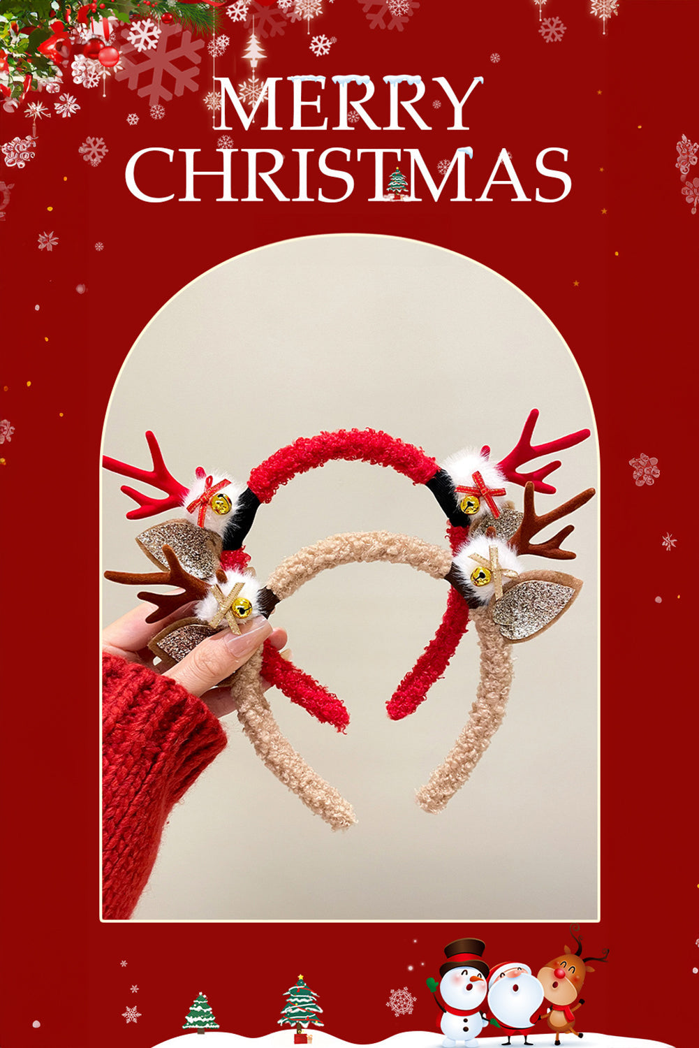 Weihnachts-Stirnband mit Rentiergeweih