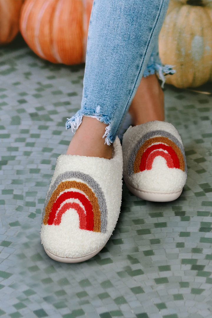 Bright  Rainbow Plush Winter Home Slippers