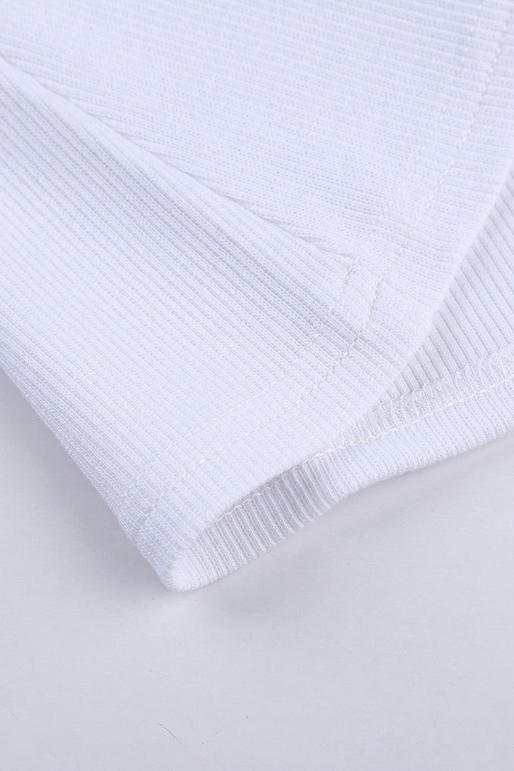 Solid  Round Neck Ribbed Tank Top