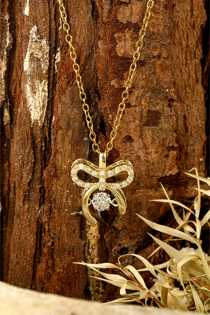Collier en alliage plaqué avec pendentif nœud papillon en strass