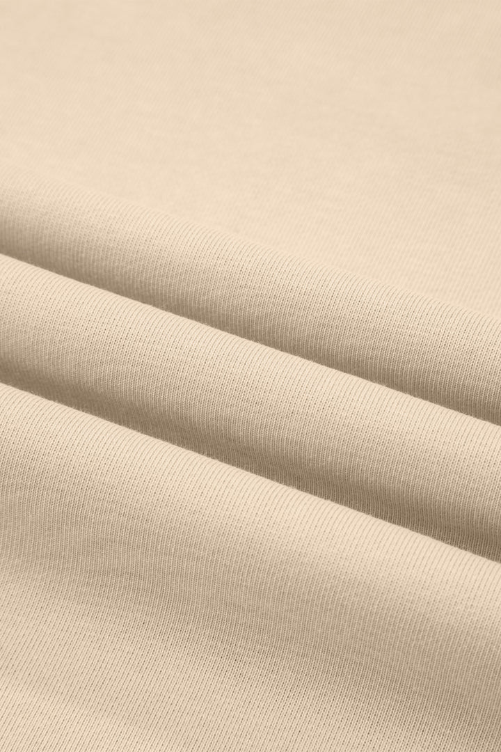 Beige Solid Color Raw Seam Patchwork Baggy Sweatshirt