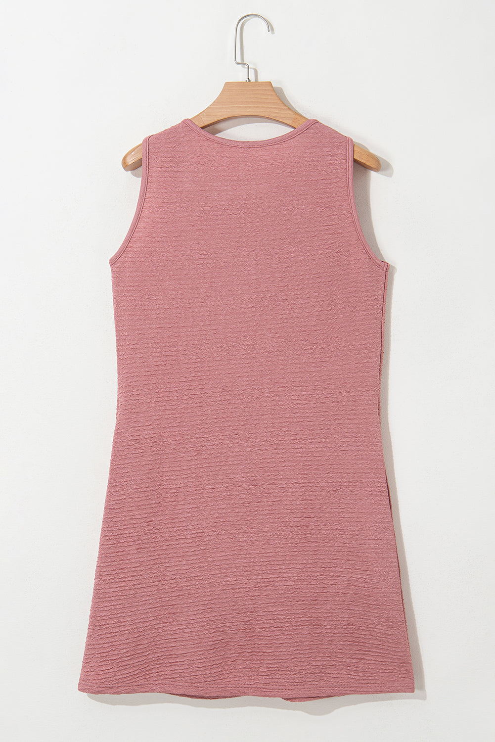 Sepia Rose Solid Color Textured Lace Hollowed Detail Sleeveless Mini Dress