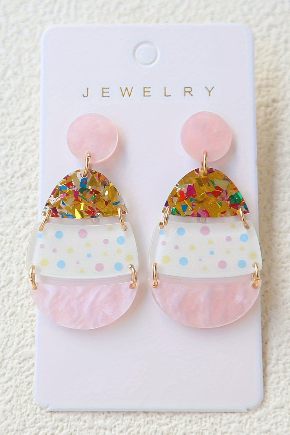 Boucles d'oreilles pendantes en forme d'œuf de Pâques imprimé mignon