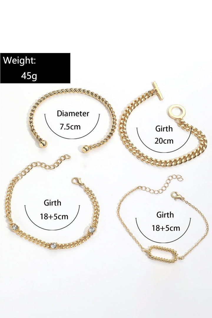 Bracelets à chaîne réglables torsadés avec décor en strass