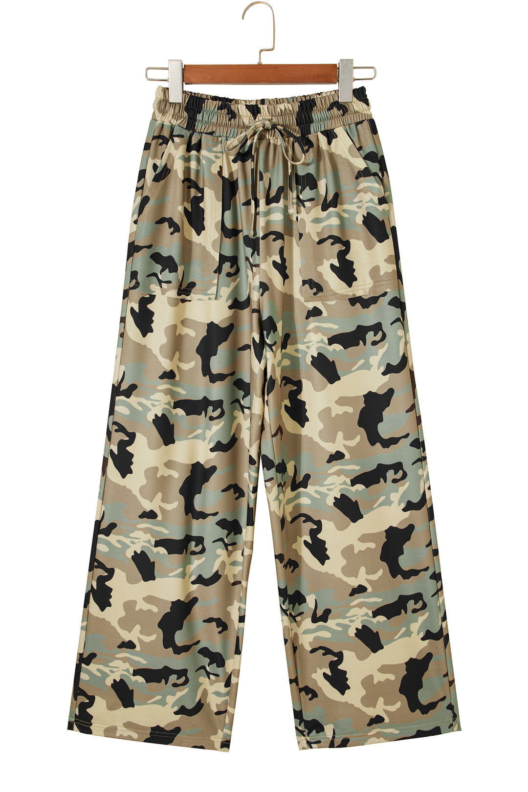 Multicolour Camouflage Print Street Fashion Drawstring Shift Pants