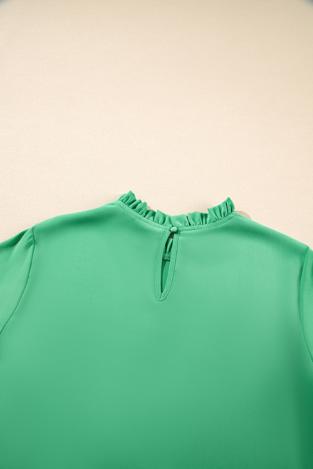 Frilly Round Neck Wide Half Sleeve Blouse