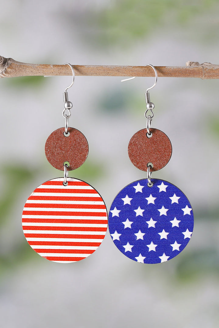 Boucles d'oreilles drapeau en bois du 4 juillet