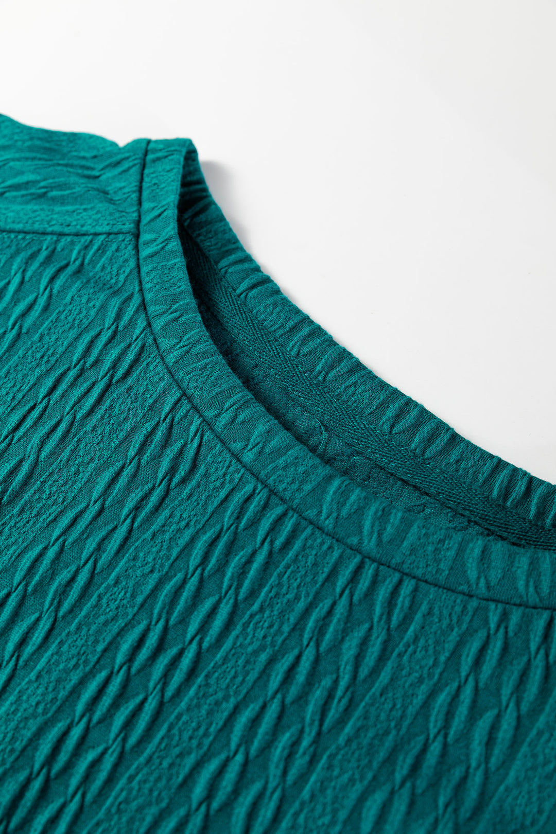 Sea Green Textured Round Neck Sweatshirt &amp; Loose Drawstring High Waist Pant Set