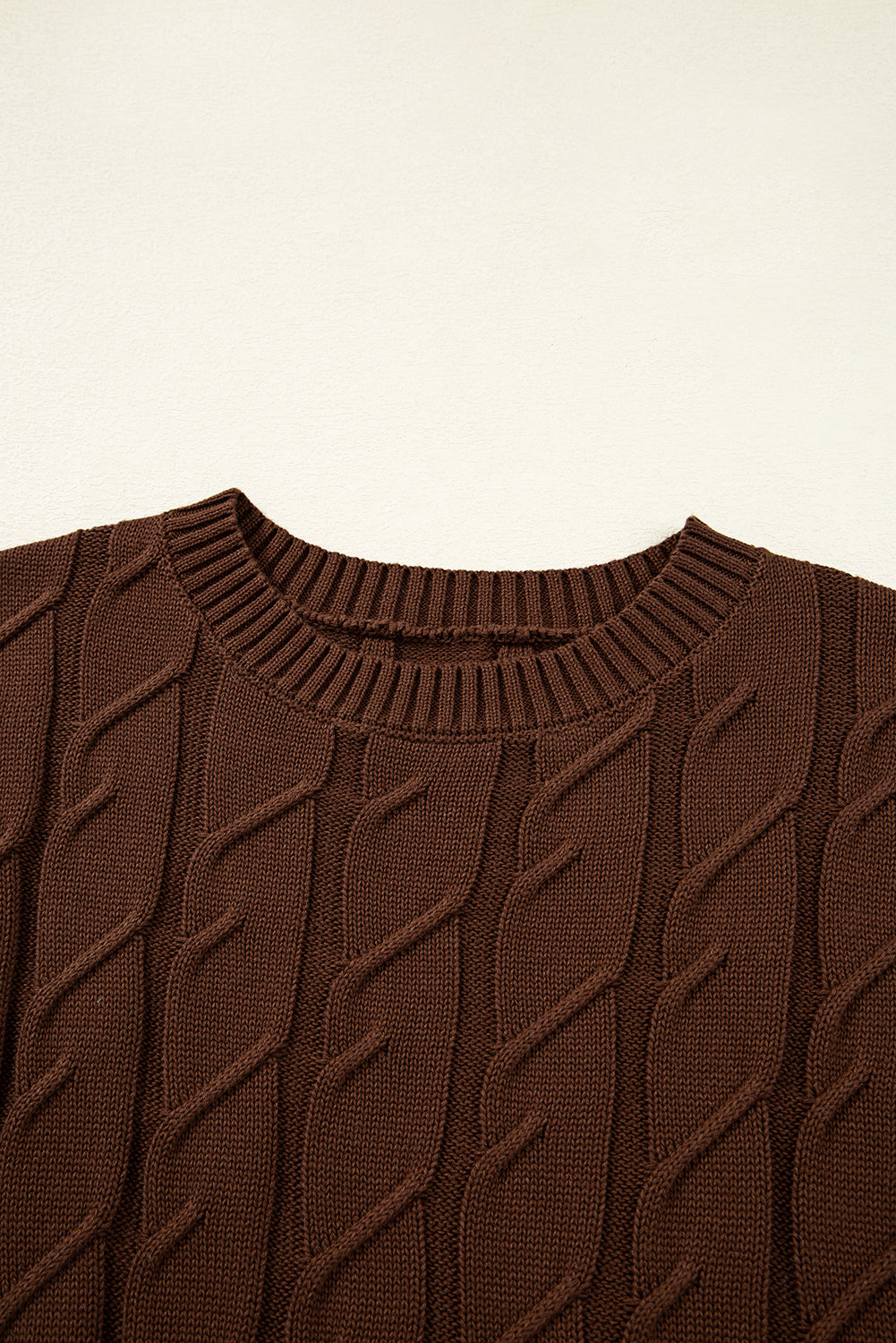 Cable Texture Crew Neck Short Sleeve Sweater Top