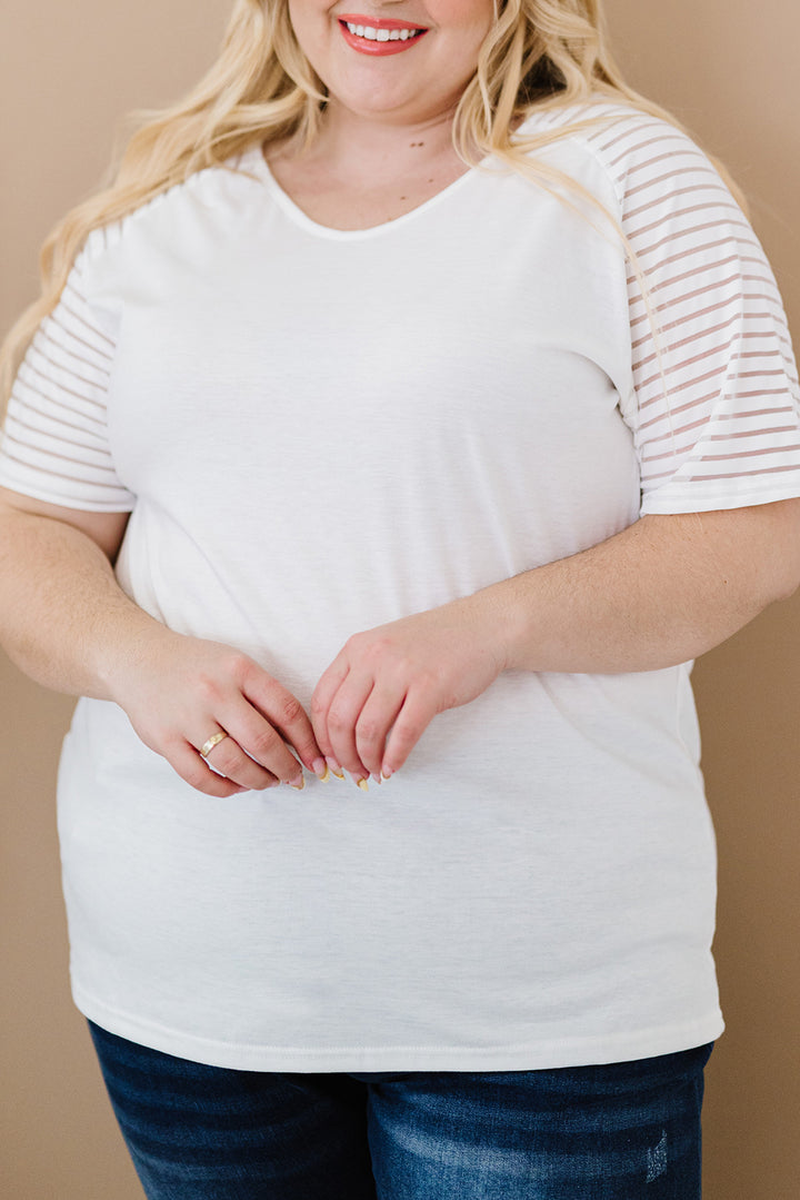 Striped Raglan Sleeve Plus Size Tee