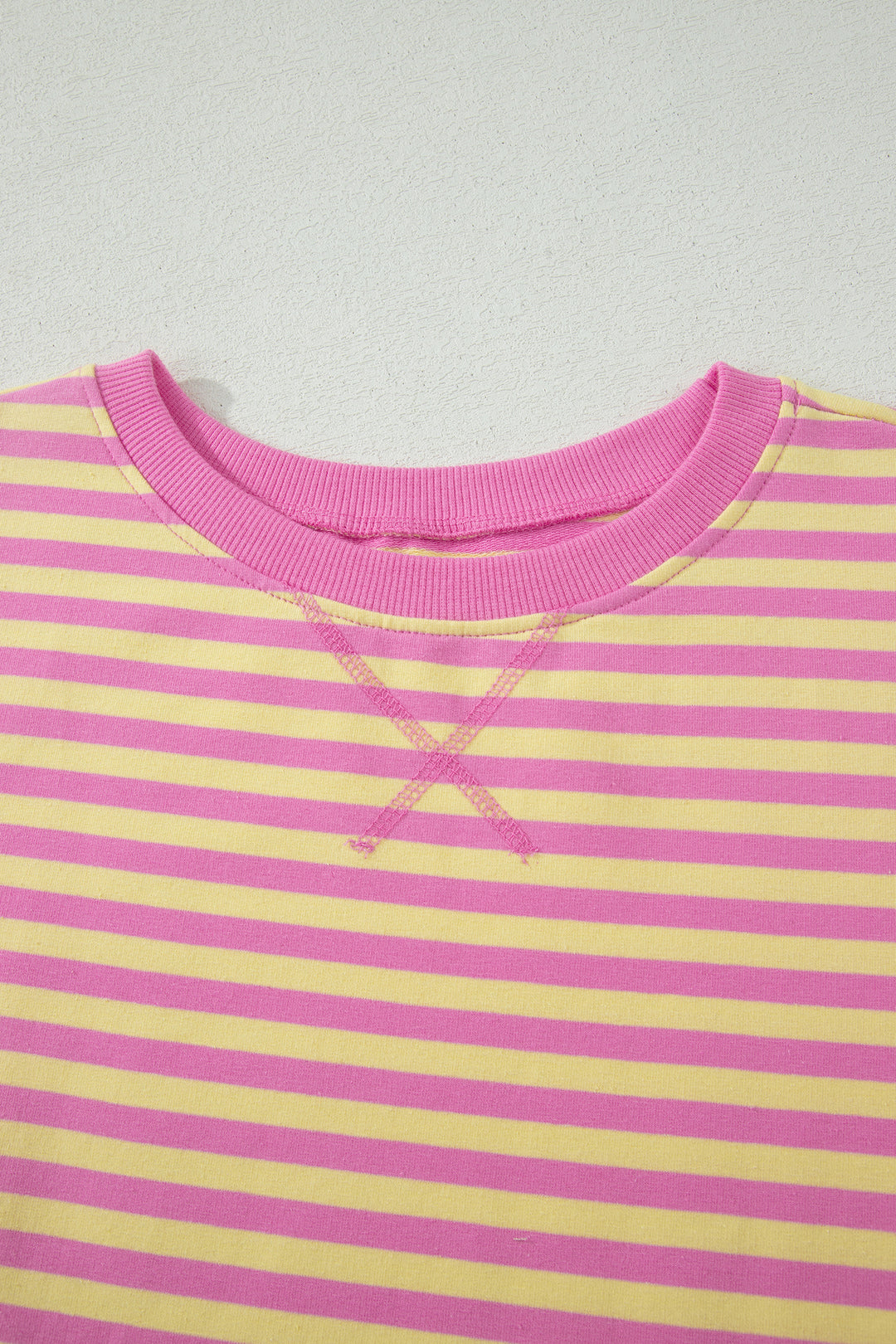 Pink Stripe Relaxed Short Sleeve Top Elastic Waist Drawstring Skort 2pcs Set