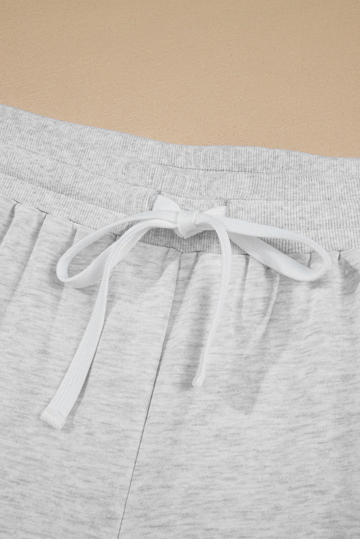 Light Grey Uneven Hem Pullover Casual Shorts Plus Size 2pcs Outfit
