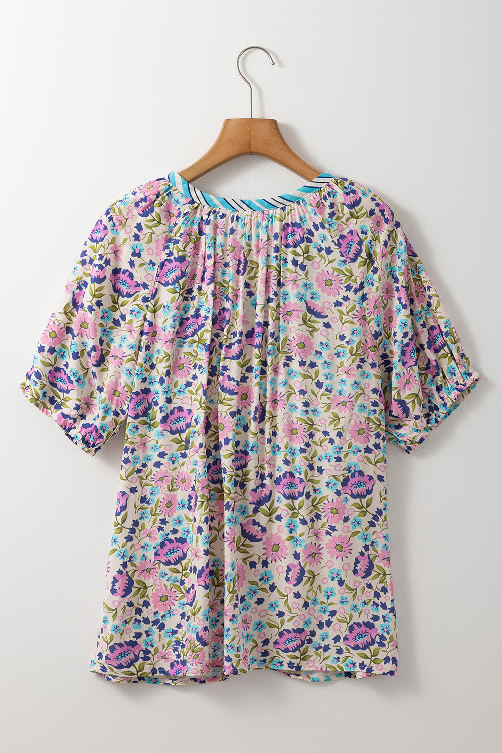 Bohemian Floral V Neck Loose Half Sleeve Blouse