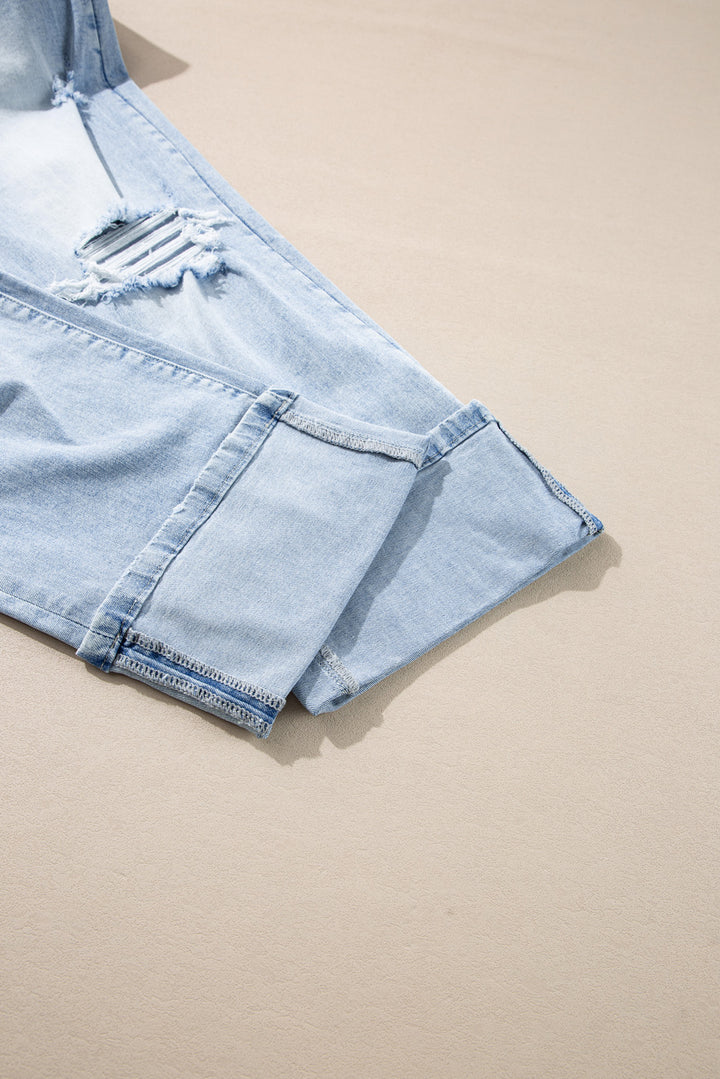 Beau Blue Light Wash Distressed Straight Jeans