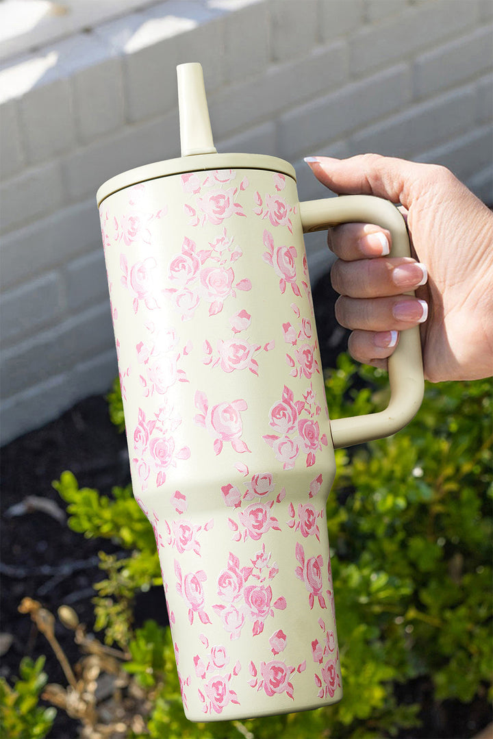 Großer isolierter Becher mit Blumendruckgriff, 40 oz