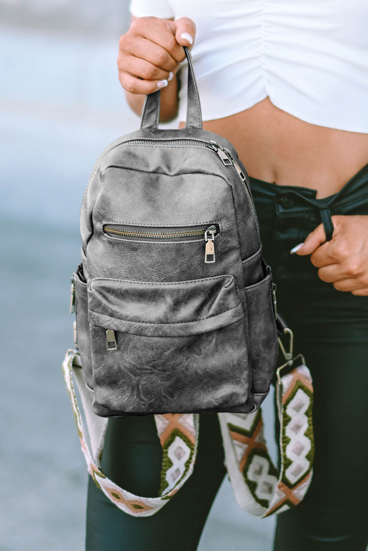 Rucksack aus Kunstleder mit Doppelreißverschluss