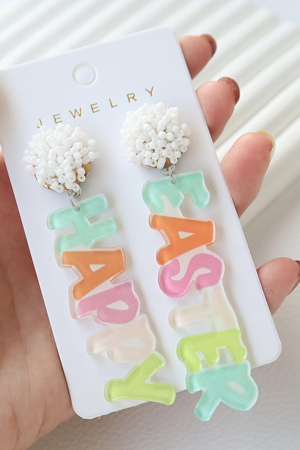Colorful HAPPY EASTER Drop Earrings