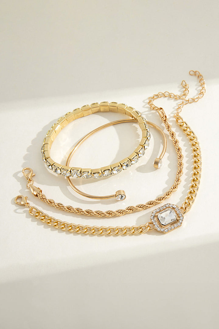 Ensemble de 4 bracelets tressés en chaîne de diamants