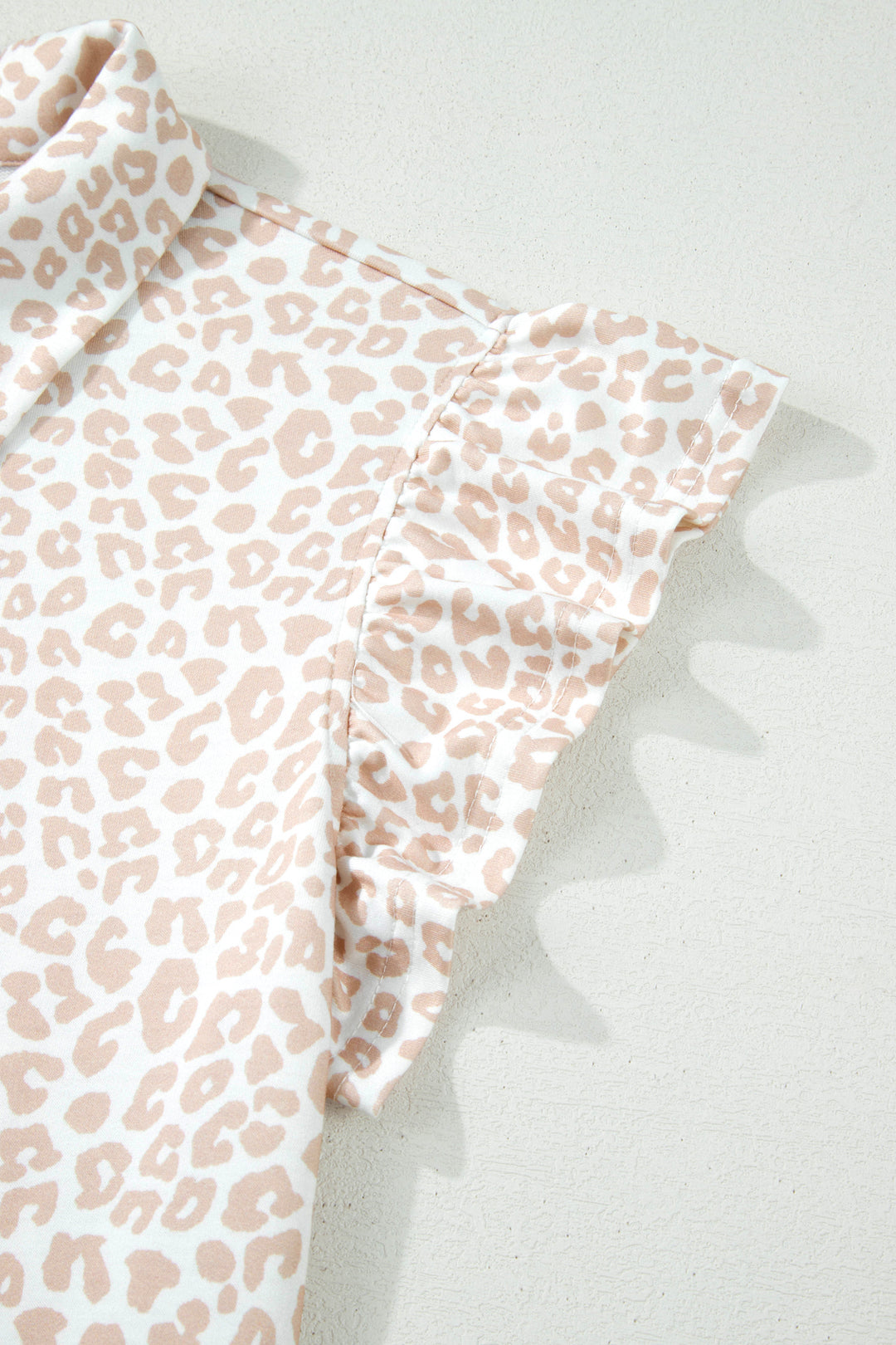 Beige Leopard Zip Polo Top 2pcs Short Set