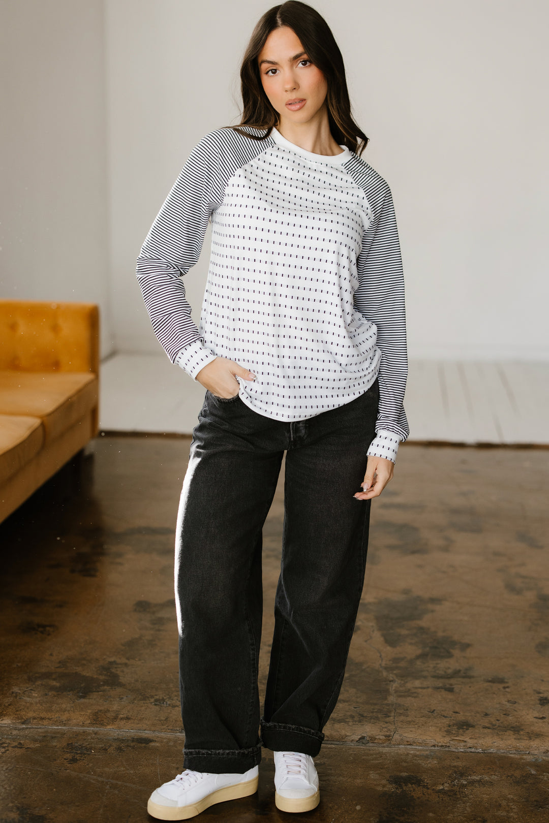 Raglan Patchwork Long Sleeve Tee