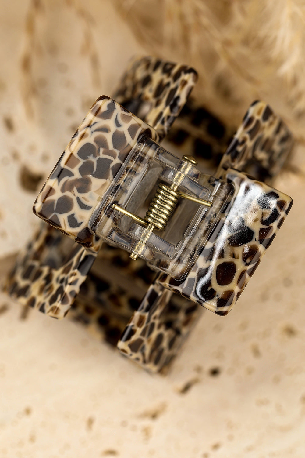 Leopard Print Cutout Square Claw Clip