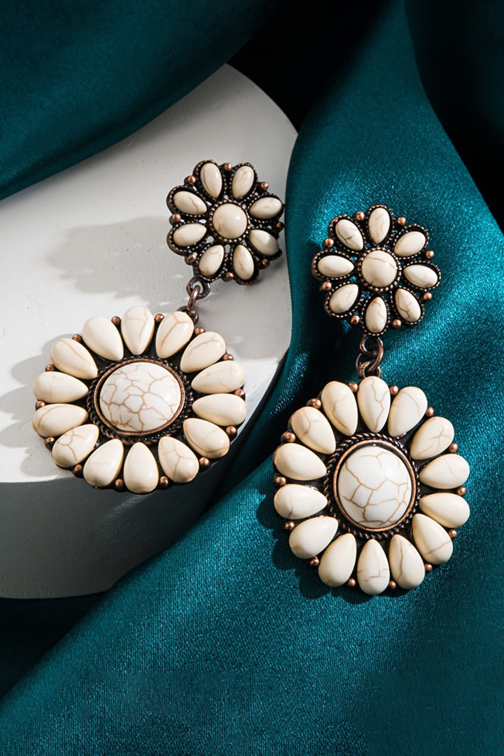 Boucles d'oreilles à tige en forme de fleur avec incrustation de turquoise occidentale