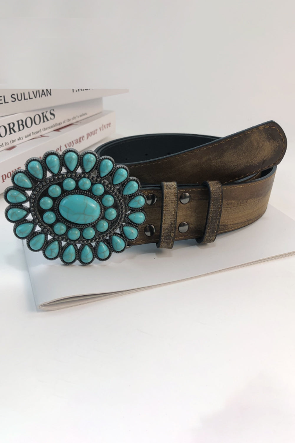 Ceinture large rétro à décor turquoise occidental 