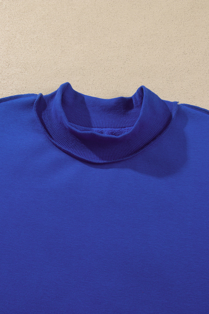 Bluing Oversize Drop Shoulder Reversible Mock Neck Sweatshirt