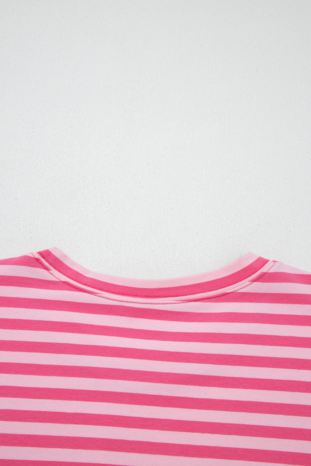 Rose Stripe Drop Shoulder Round Neck Top and Buttoned Straight Pants Two Piece Set