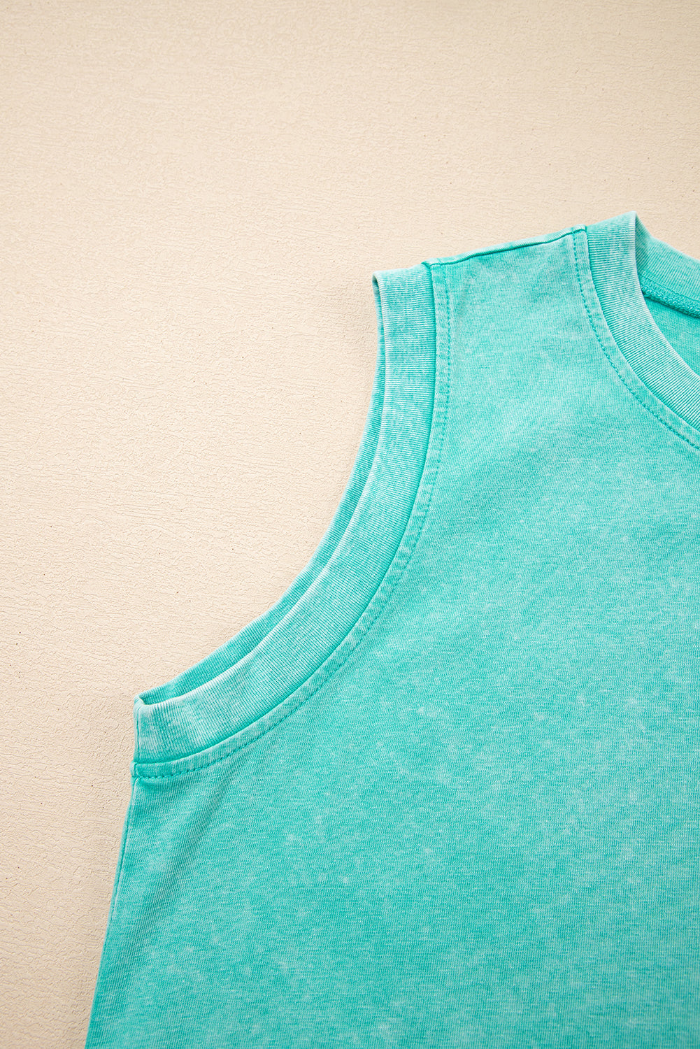 Mint Green Washed Sleeveless Top Split Skort Cotton 2pcs Outfit