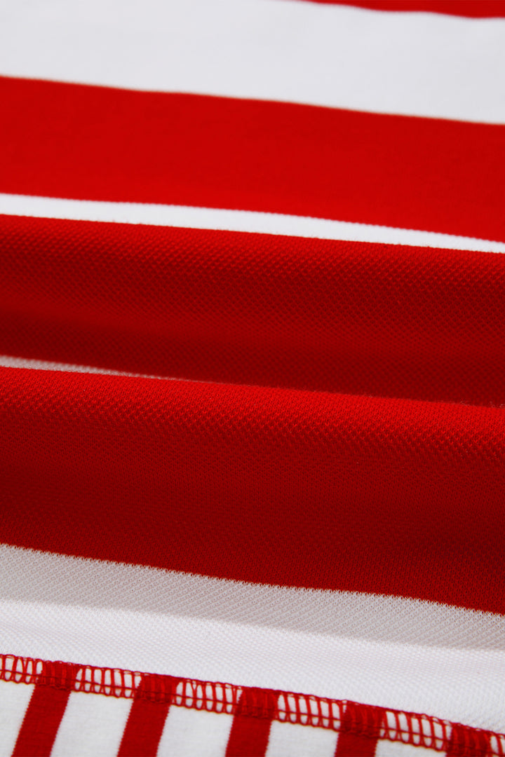 Red Stripe Sequin Bow Patriotic Half Sleeve Top