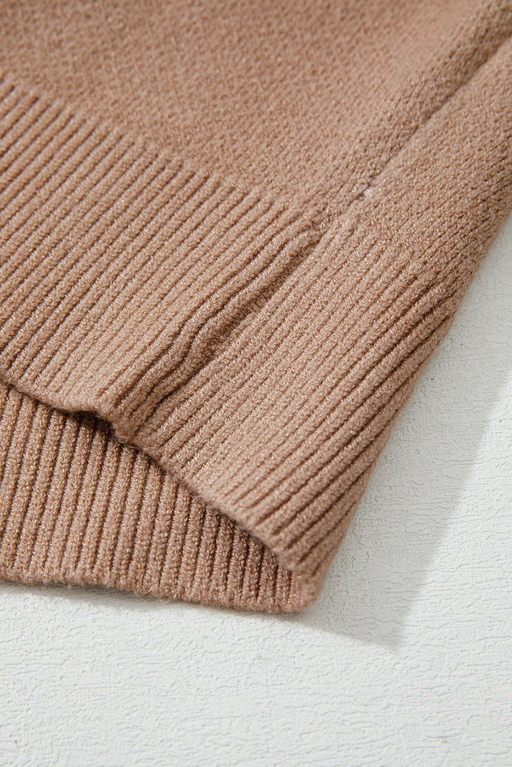 Straw Yellow Leopard Color Block Knit Round Neck Baggy Sweater