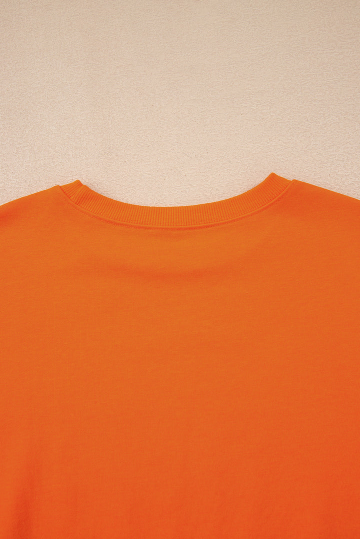 Orange Varsity Stripe Detail Pullover Mini Skort Set